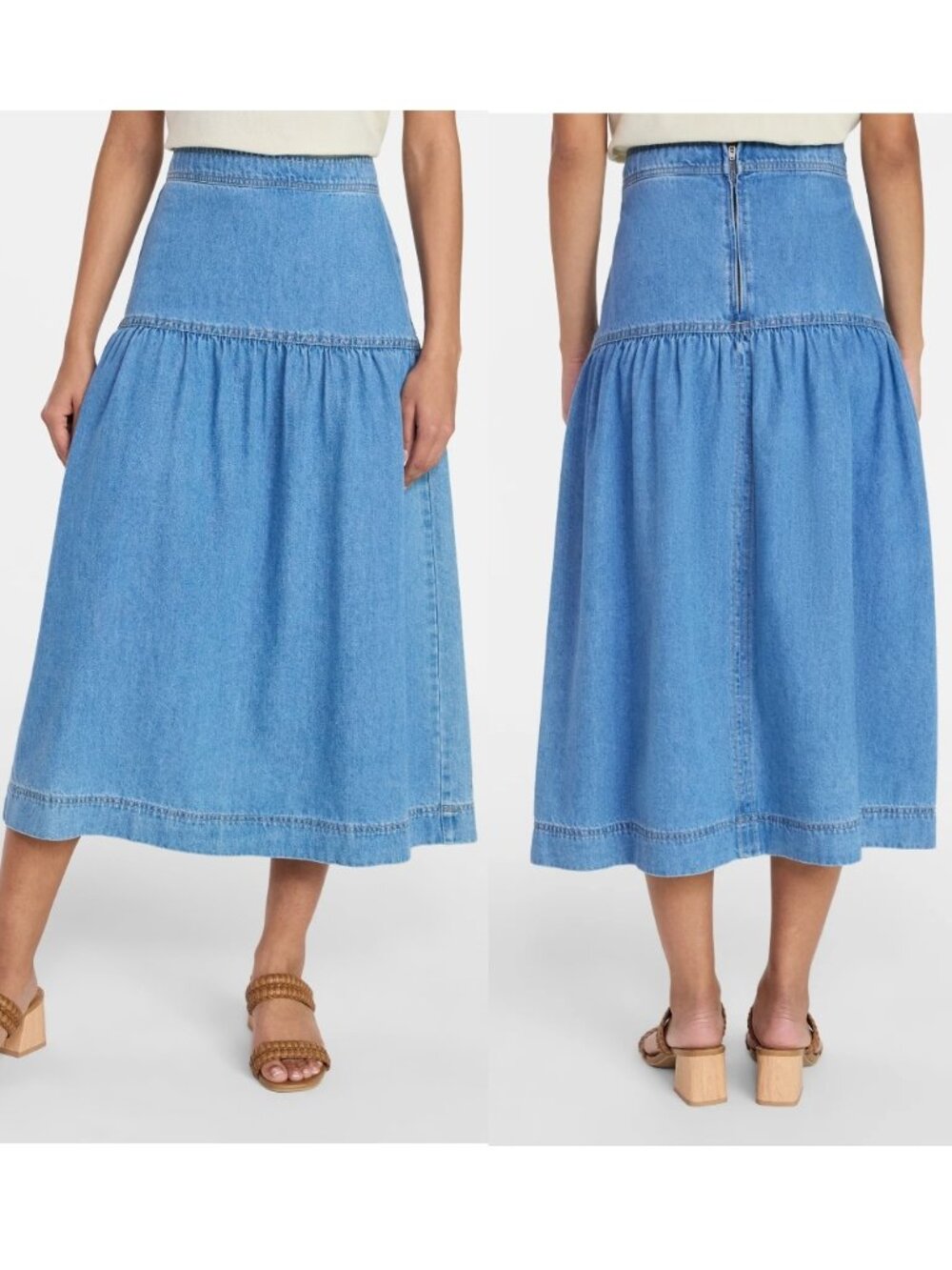 NWT Time and Tru Women's Drapey Denim Midi Skirt Size 14
